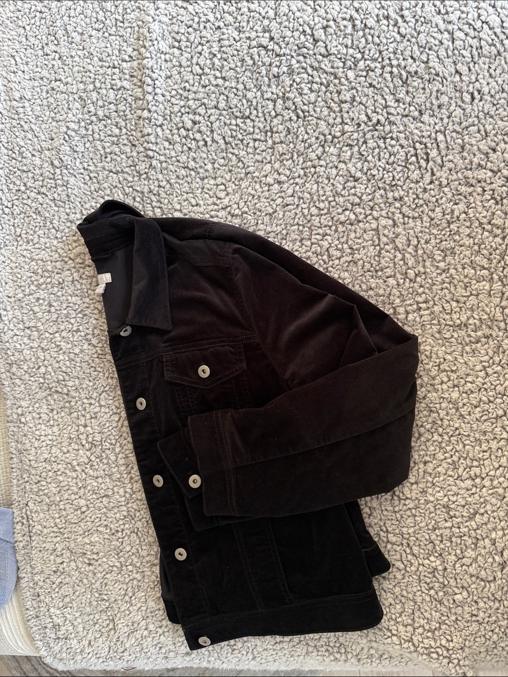 Jet Black Velvet Button Front Jacket